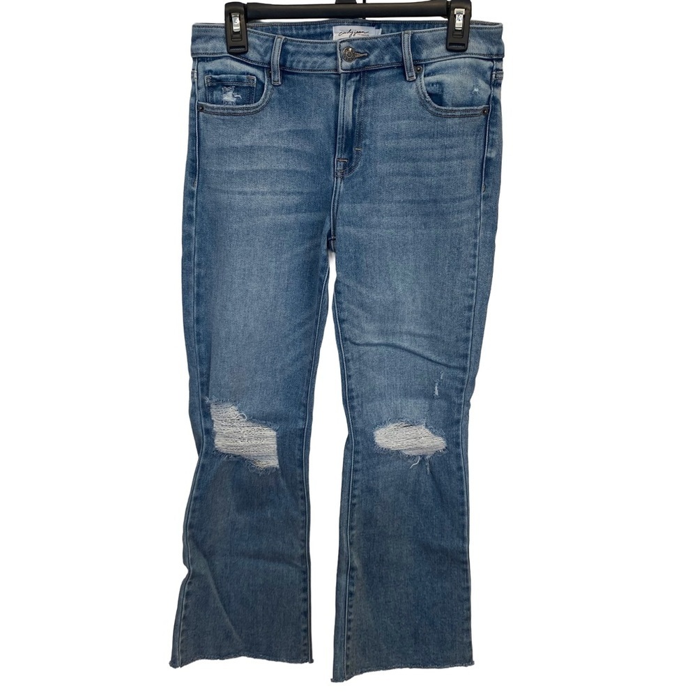 Carly Jean Los Angeles (CJLA) Kate Crop Boot Cut Distressed Jeans Sz 7 Med Wash